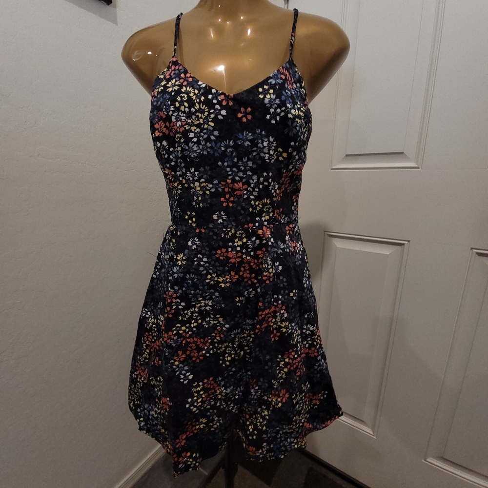 Banana Republic Cotten Poplin Floral Racerback Fit And Flare Sz 6